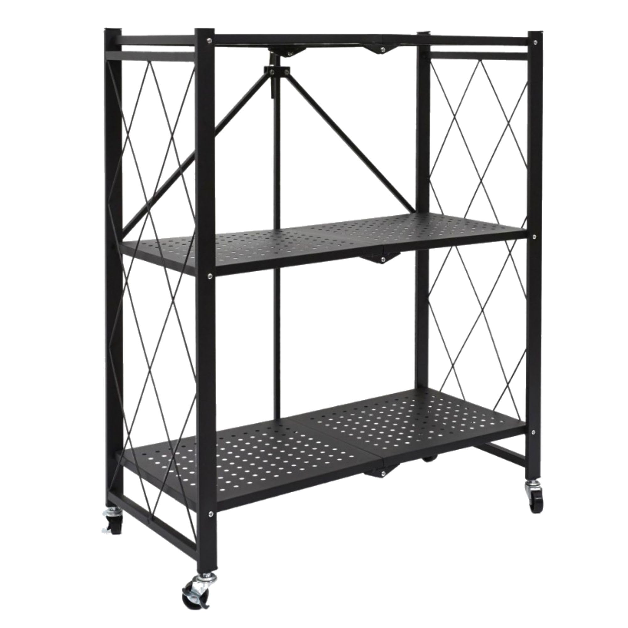 TRENDY Pre-Assembled Foldable Metal Rack for Storage with Wheels | Space-Saving Kitchen Storage Rack, Bookshelf-image-26