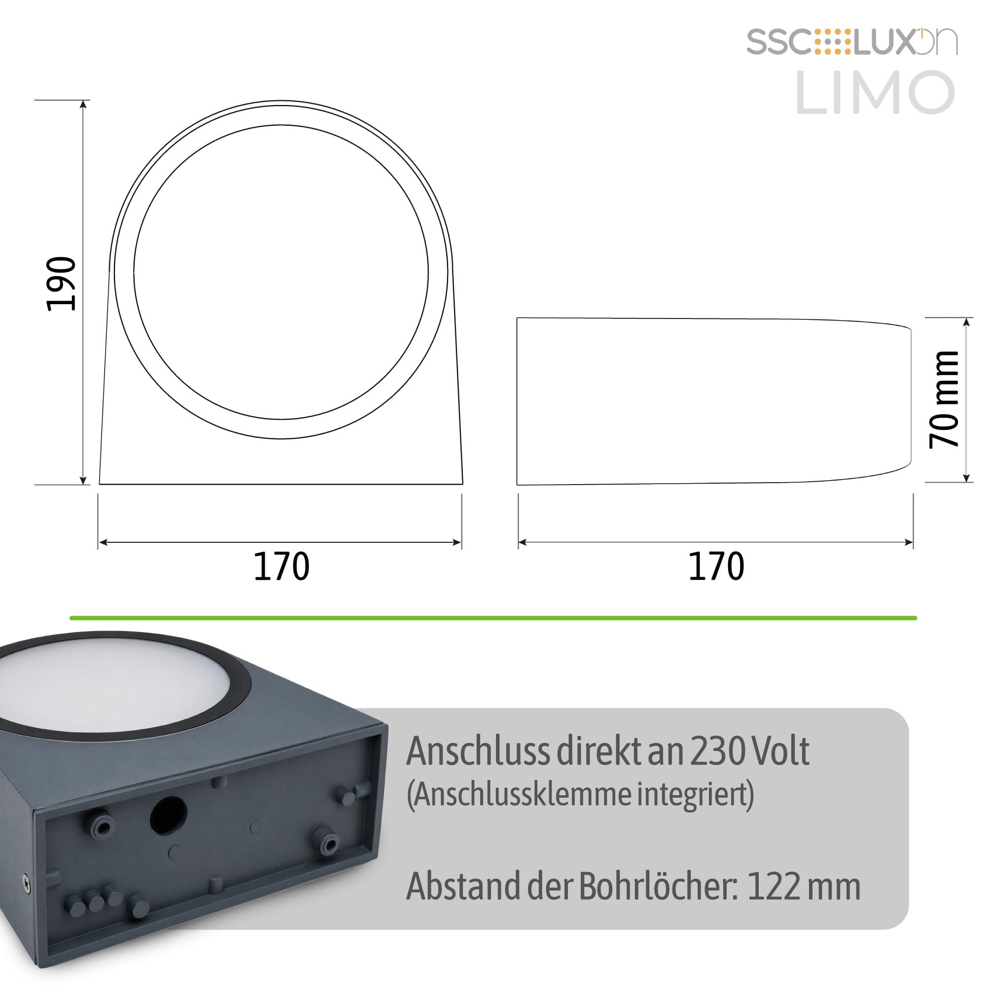 SSC-LUXon 2 Stück LIMO Außenwandleuchte Up & Down dunkelgrau IP44 - Außenlampe Fassung E27 Birne (ohne Leuchtmittel) - Haustürlampe Outdoor