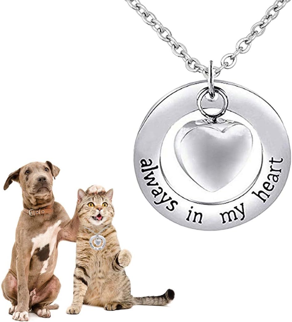 Bangcool Urn Necklace Heart Shaped Pet Memorial Pendant Cremation Jewelry for Dog Cat Pet Supplies