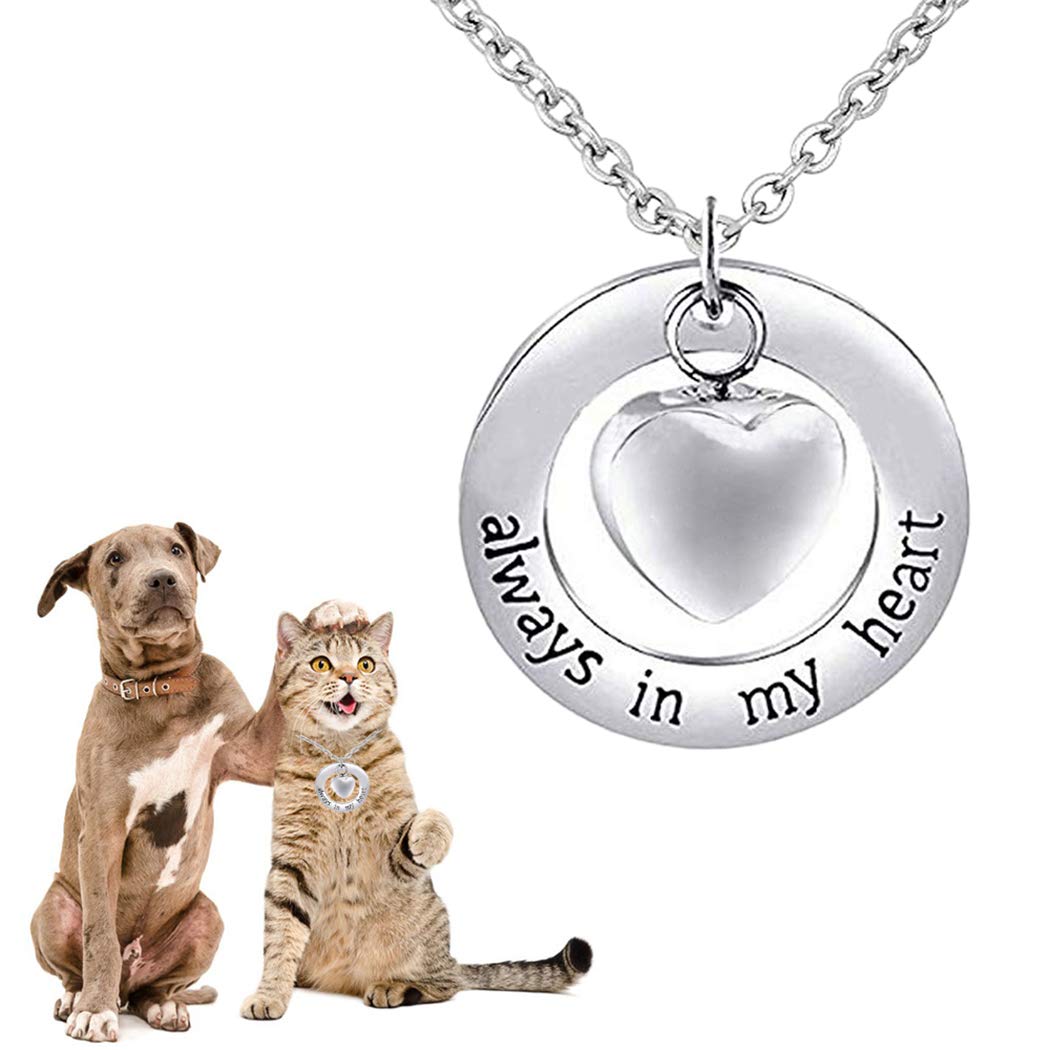 Bangcool Urn Necklace Heart Shaped Pet Memorial Pendant Cremation Jewelry for Dog Cat Pet Supplies