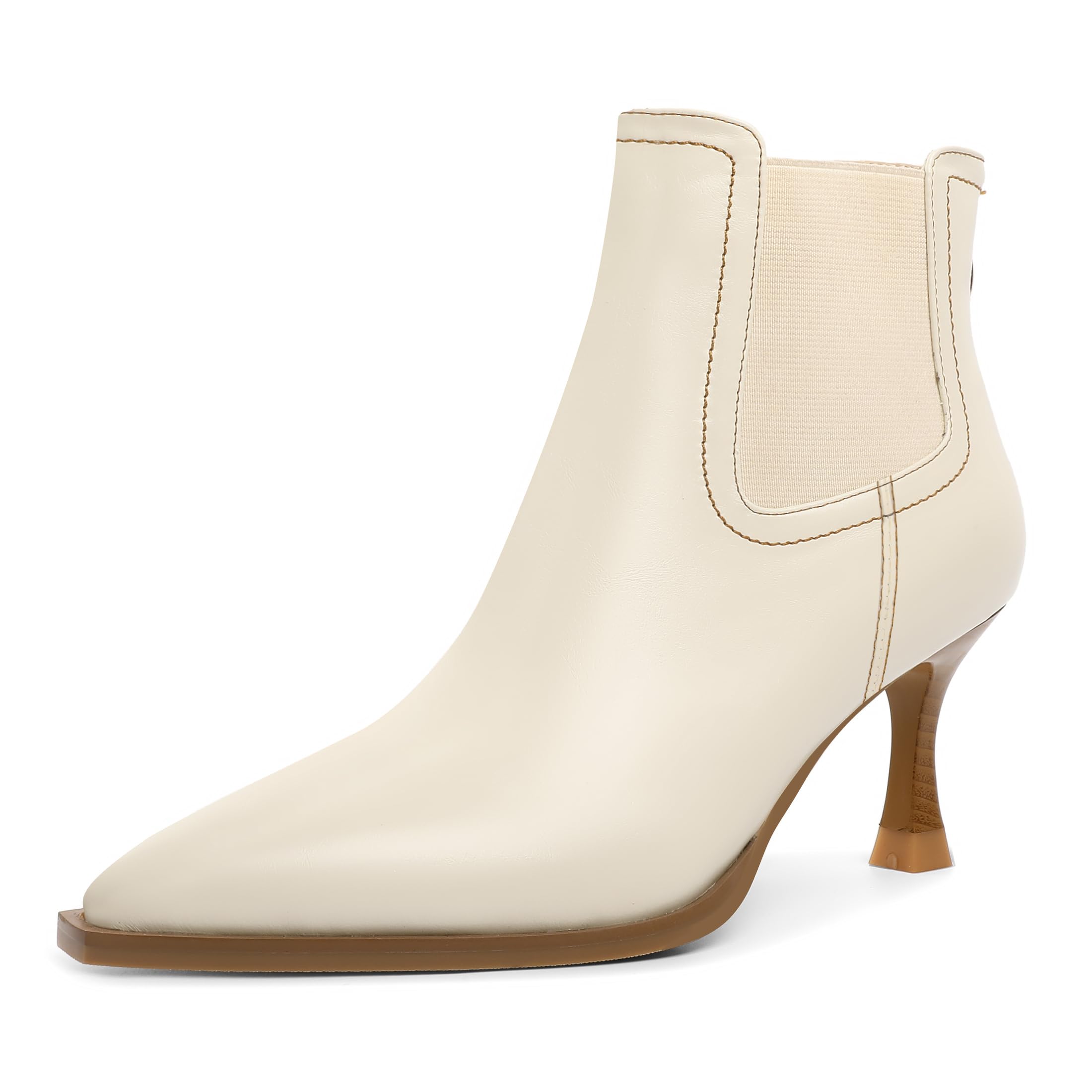 Ankle Boots for Women Pointed Toe Chelsea Short Booties with Back Zipper 2 75 Inch