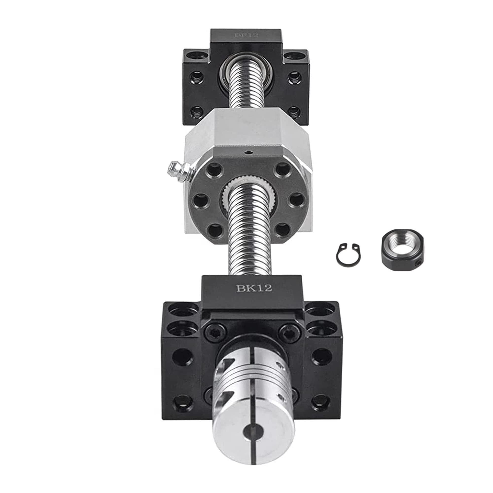 Kit Vis à Billes SFU1204 300 mm + Boîtier d'Écrou + Supports d'Extrémité BK/BF10 + Accouplement, Anti-jeu, Acier au Carbone, pour Machine CNC