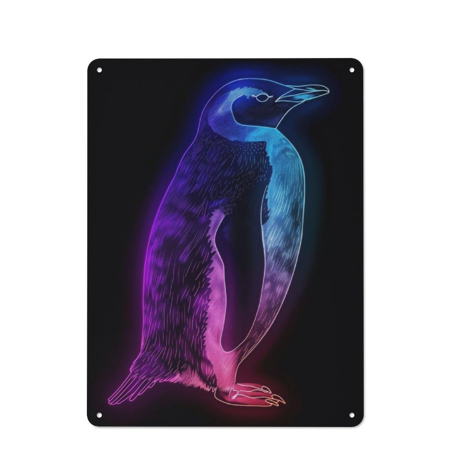 Junmoney Neon Penguin Animal Tin Wall Plaque 40X30cm With For Dining Room Or Kitchen, For Vintage Wall Decor Fans, For Themed Room Decoration