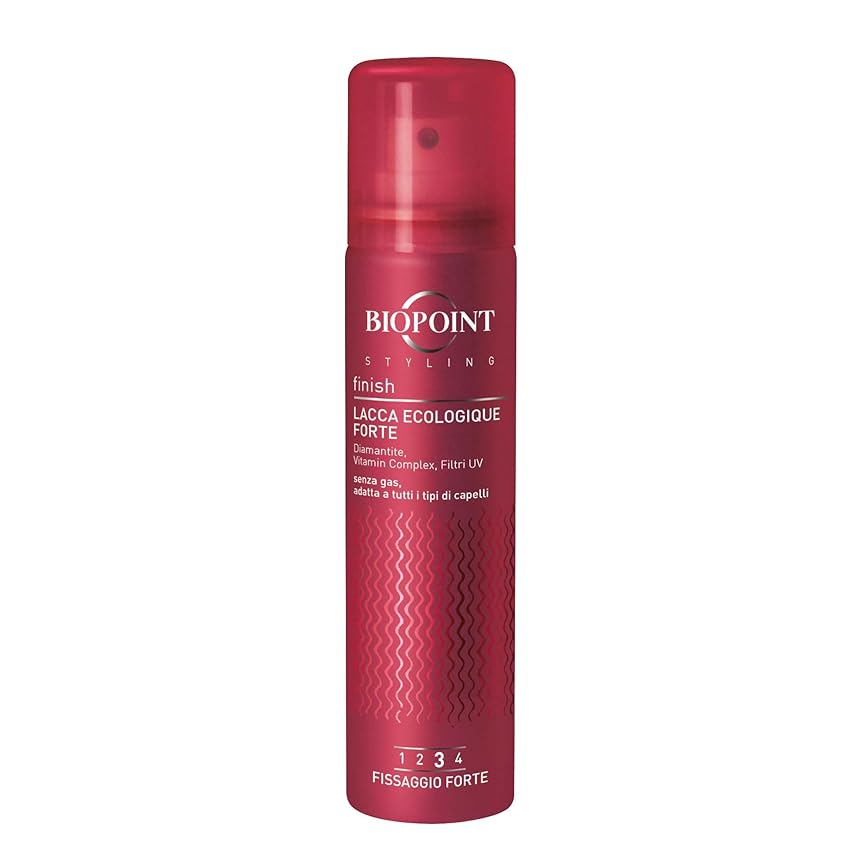 Biopoint Styling Finish - Lacca Ecologique NO GAS Fissaggio Forte 3, con Filtri Solari UV, Formato Viaggio 75ml