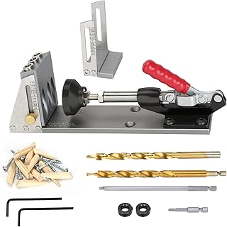 Sponsored Ad - Pocket Hole Jig Kit, Adjustable 2 Pocket Angle Drilling Set with Clamp, Professional Woodworking Hole Locat...