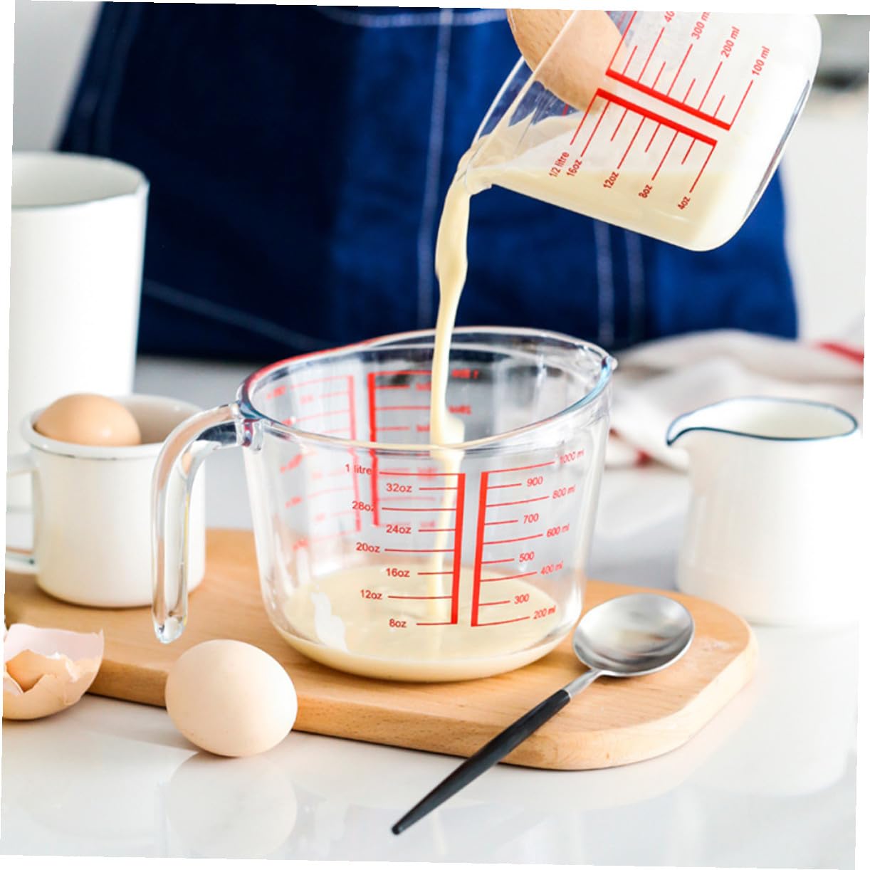 POPETPOP Tasse à Mesurer Graduation Précise Facile à Nettoyer en Verre Trempé Ronde 1pc Cuisine Boulangerie pour Usage Domestique