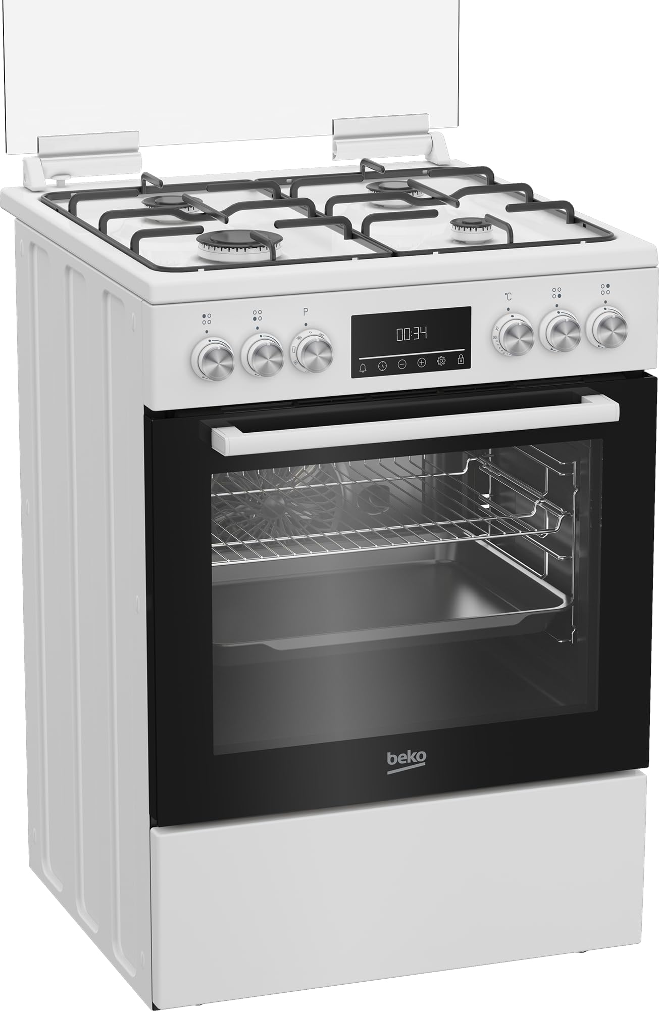 Beko FBM62320WDSL Freistehender Herd Multifunktionsofen mit Gaskochfeld 72 l Garraum 4 Kochzonen Weiß