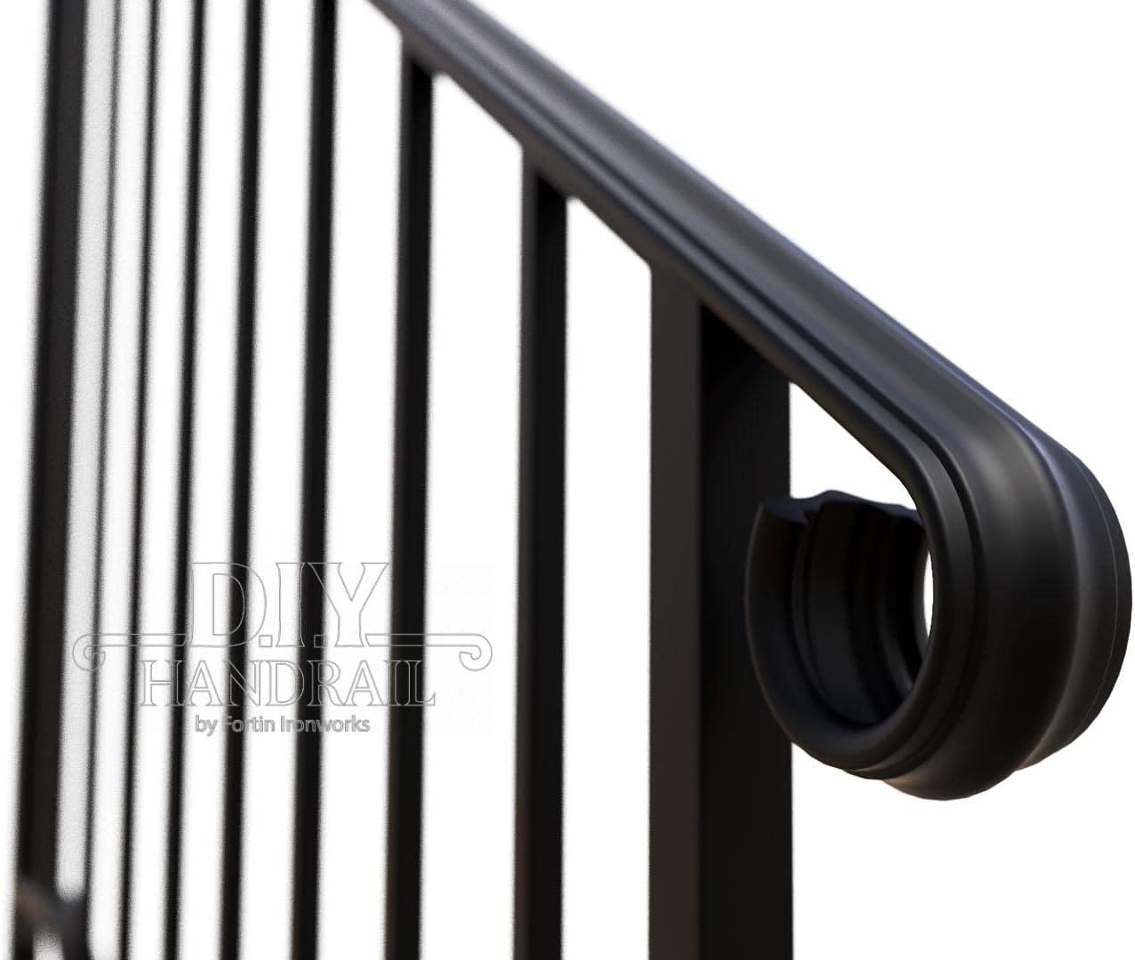 Fortin Ironworks Wrought Iron DIY Handrail - Newel #3 with Brick or Paver Fastener Kit