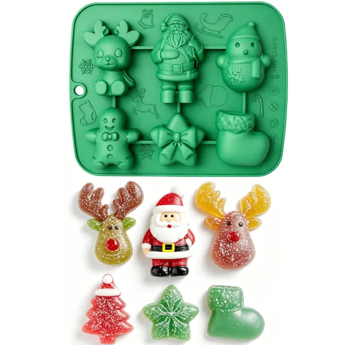 Christmas Silicone Molds 6 Cavity 3D Santa Claus Gingerbread Man Reindeer Snowman for Baking Chocolate Candy Xmas Cakes Cupcake Muffin Jelly Candle Melts Handmade Soap Making Molds-picture-22