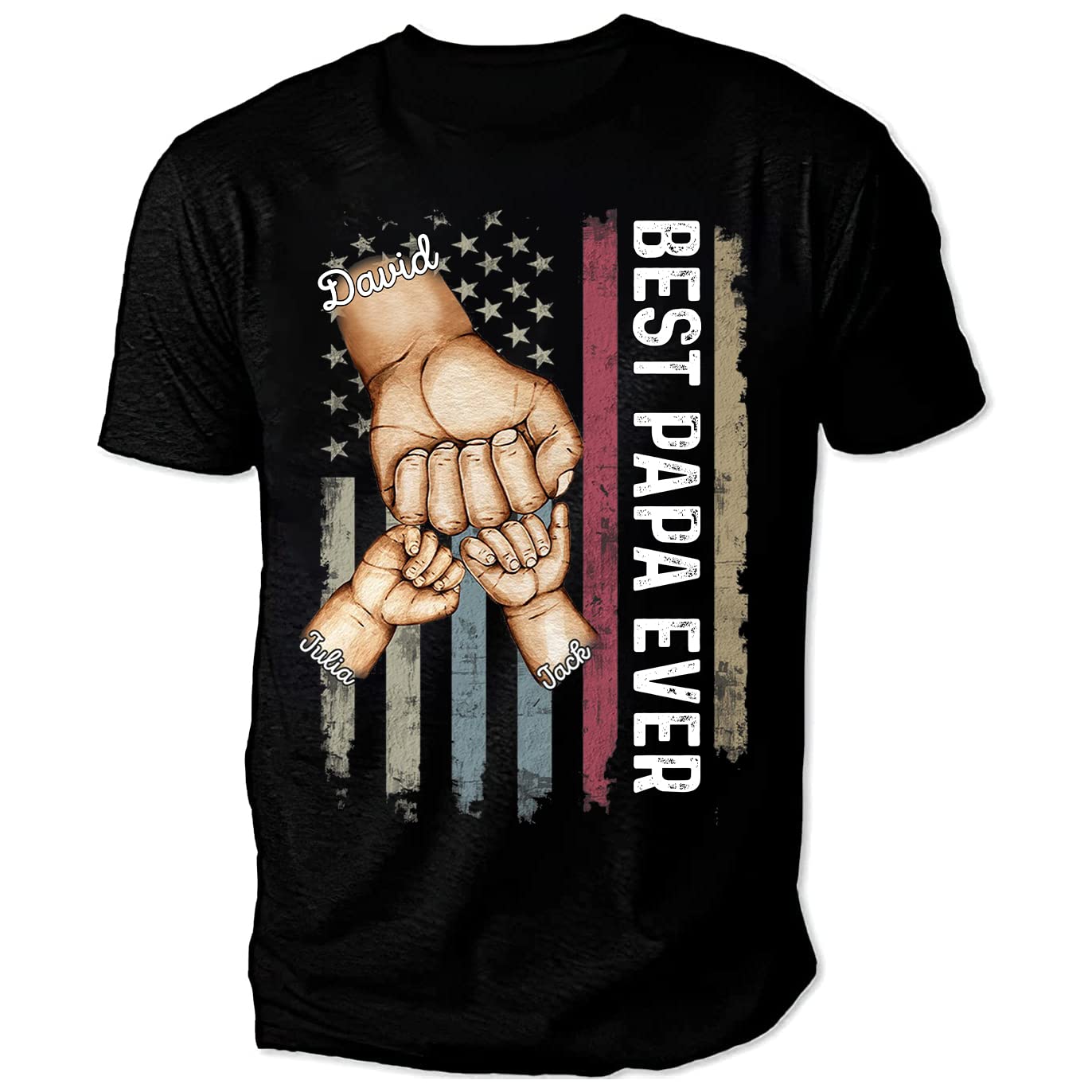 IZI POD Personalized Best Dad Ever Shirt, Fist Bump Dad Shirt, Fathers Day Shirt for Men, Gift for Husband, Dad Gift from Kid