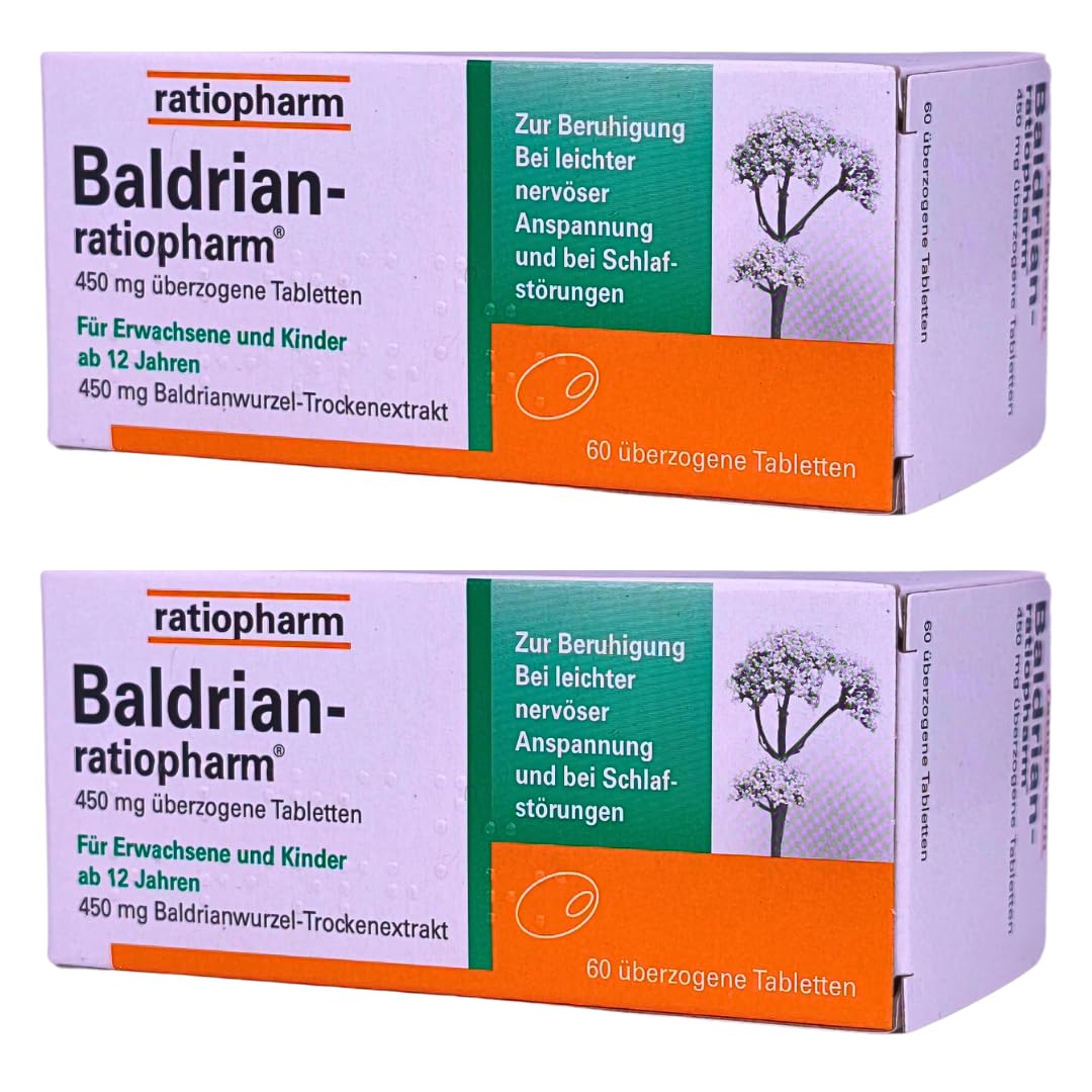 Baldrian 2x 60 Tabletten I bei leichter nervöser Anspannung, Unruhe, Navervosität I Beruhigung I Schlafstörung I Pflanzlicher Baldrianextrakt I Spar-Set plus Pharma Perle give away