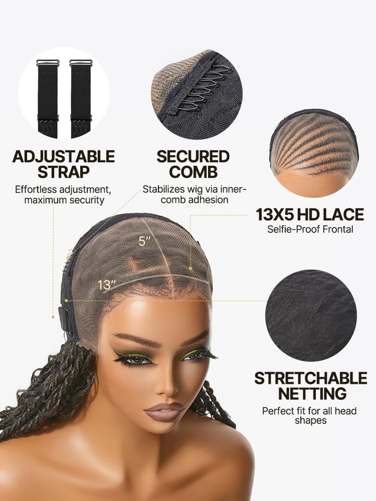 Frodio Veralux Fiber 13x5 HD Lace Front Boho Knot Twist Bob Wig
