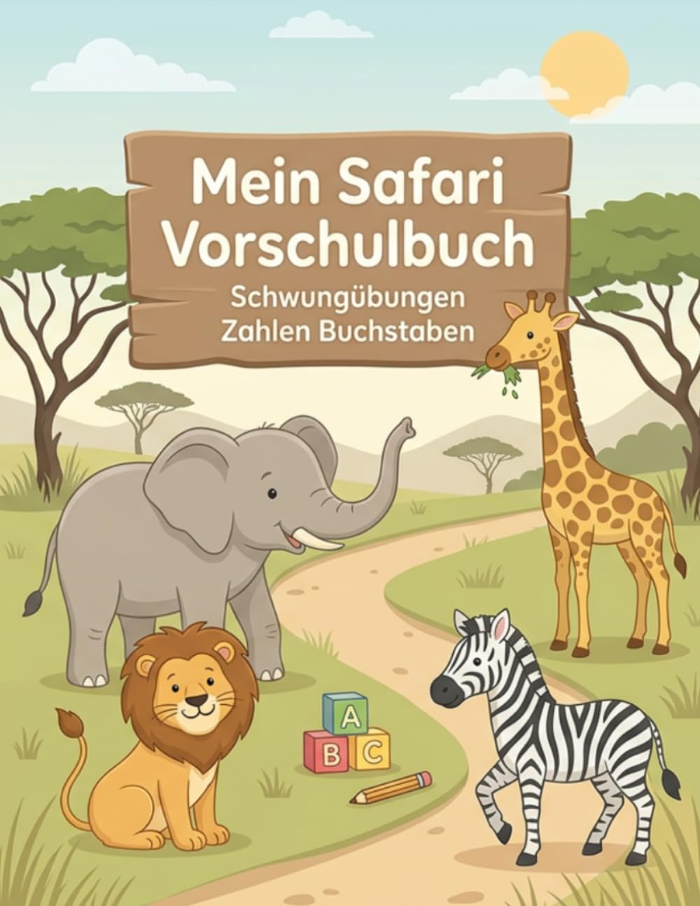 Safari Vorschulbuch ab 4 Jahren: Spielerisch lernen mit Tieren der Savanne – Ausmalen, Rätsel und Nachspuren zur Förderung von Konzentration und Feinmotorik