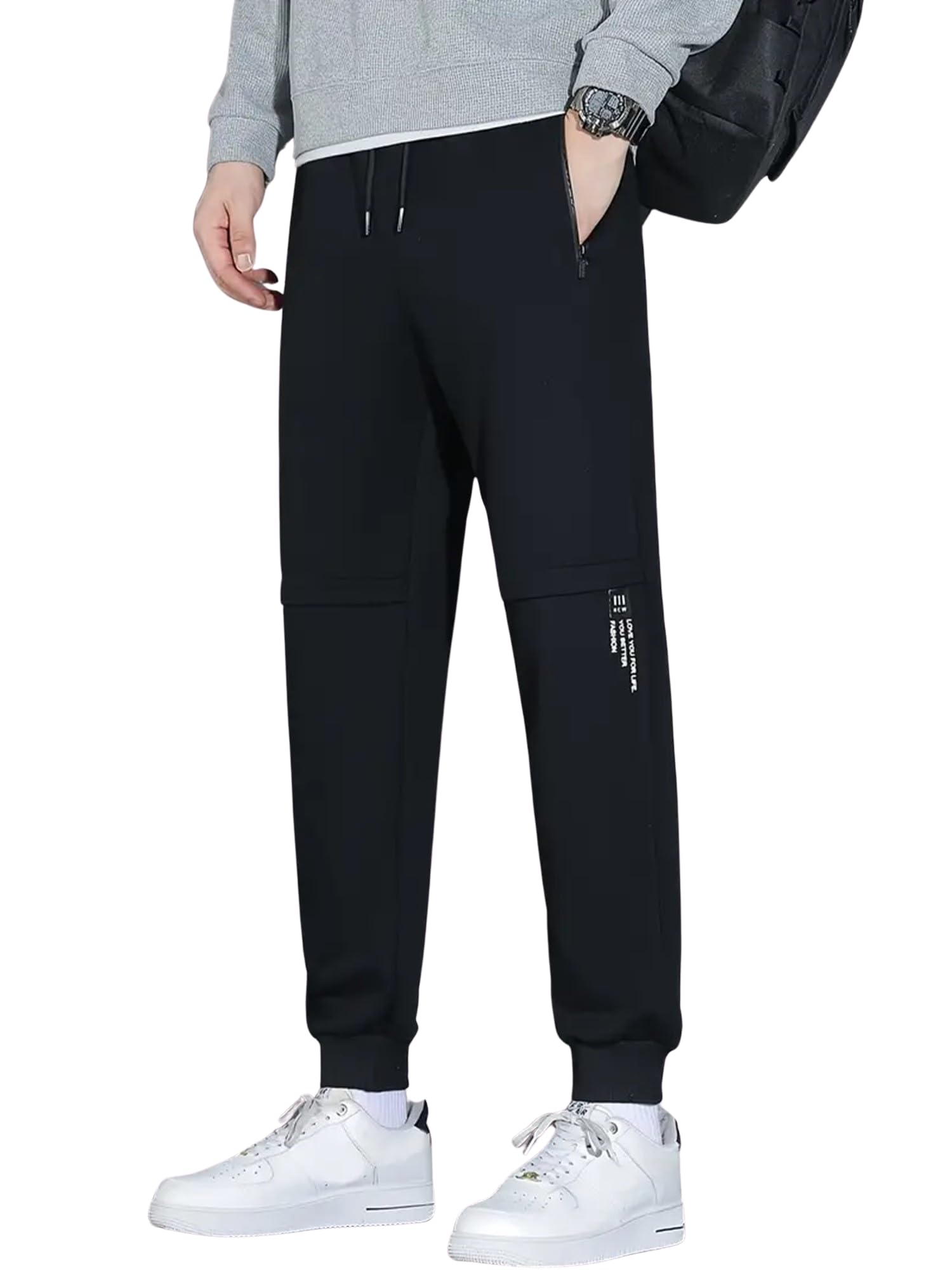 Lymio Męskie spodnie do biegania o kroju slim fit ze średnim stanem w pełni rozciągliwe (TP-47-49)