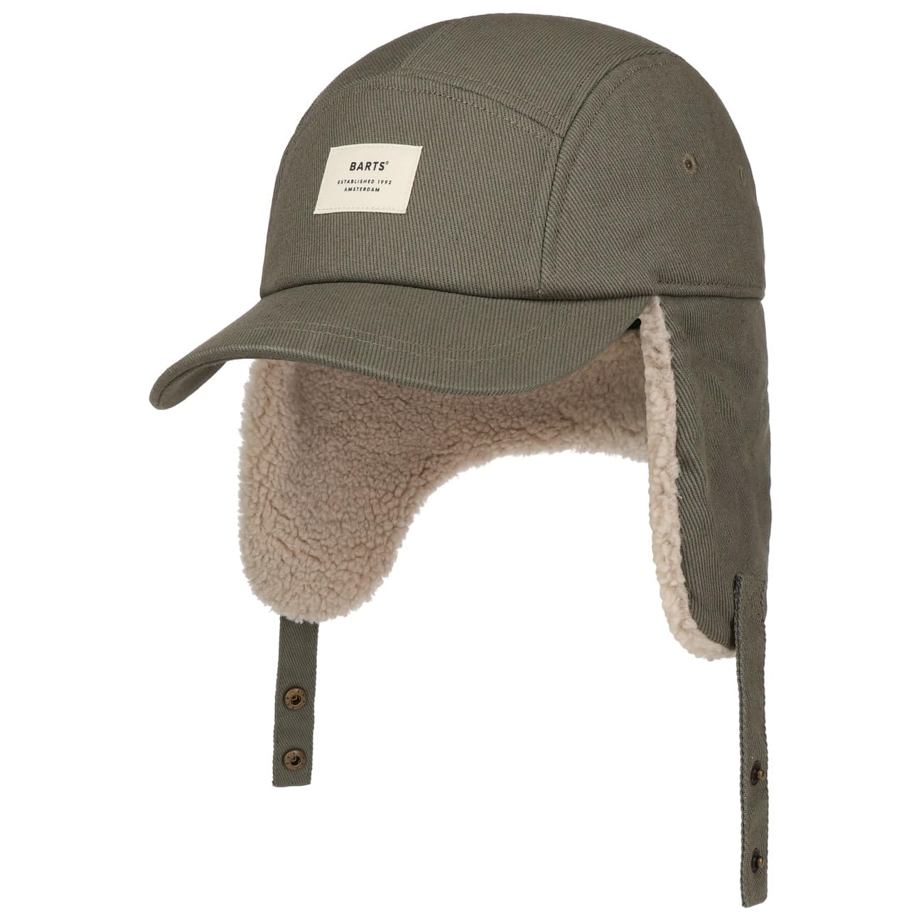 Barts Hafnar Cap Men - Winter Baseball Ear Flaps with Peak, Closed Back Autumn-Winter Autumn - One Size Olive