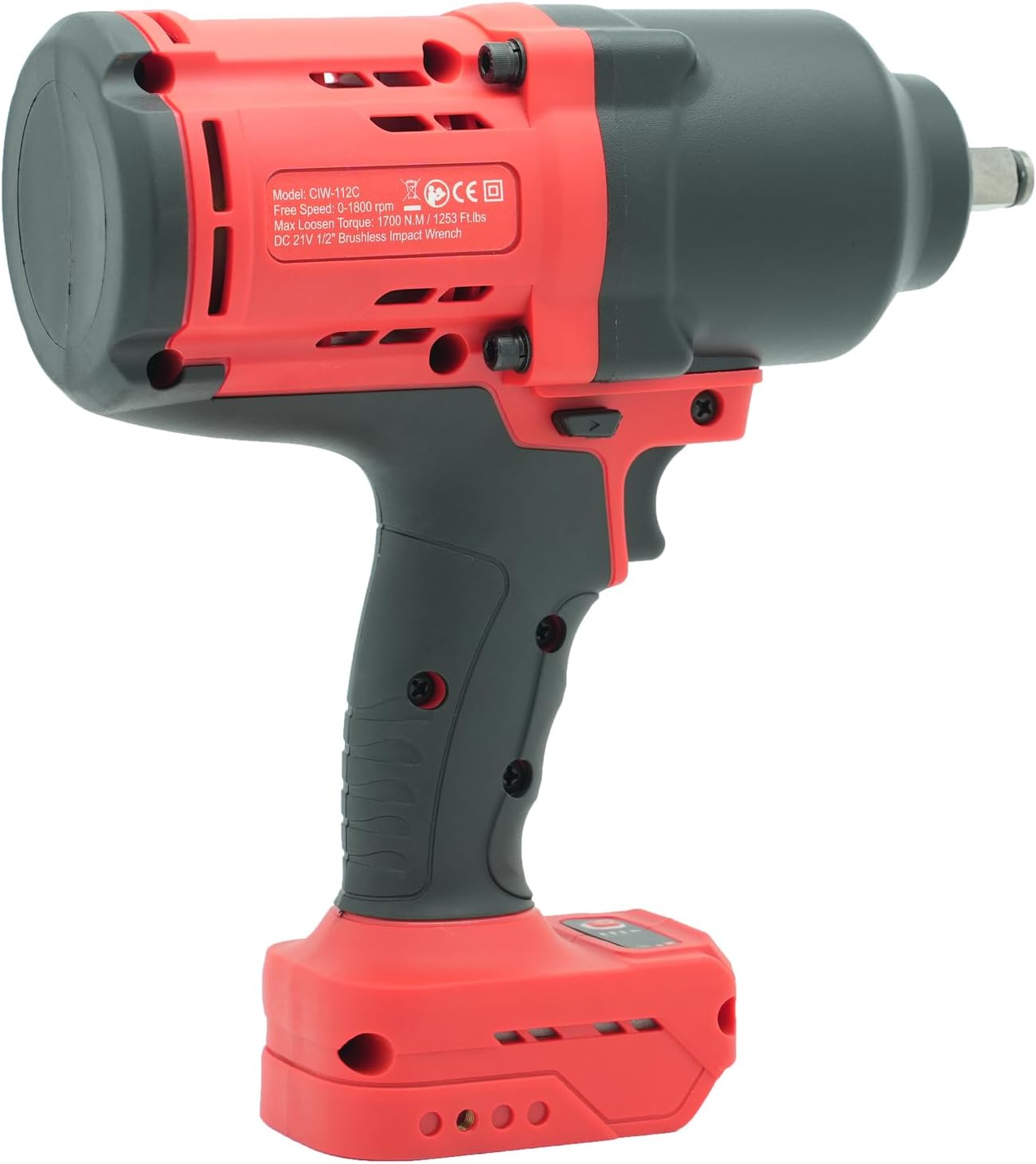 CIW-112C-DW 1/2" Cordless Impact Wrench for Dewalt 18V Battery, Impact Wrench 1256Ft-lbs High Torque Brushless Electric Impact Gun, Power Impact Driver with 4-Mode Speed, LED Light(no battery)