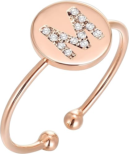 PAVOI - Anillo con inicial chapado en oro de 14K para mujer  Anillos a la moda