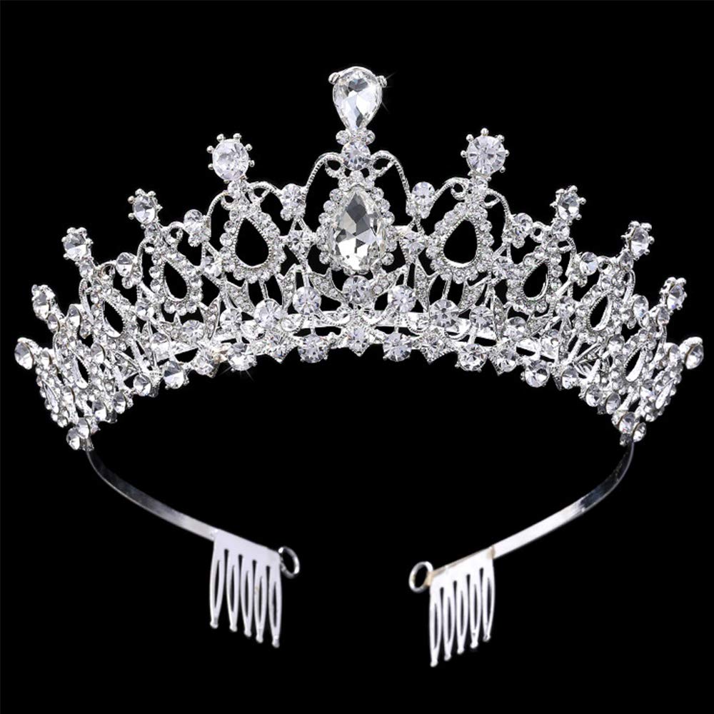 Crystal Tiara,Crystal Crowns and Tiaras with Comb for Girl or Women Bridal Crown Wedding Headwear Hair Accessories(B)