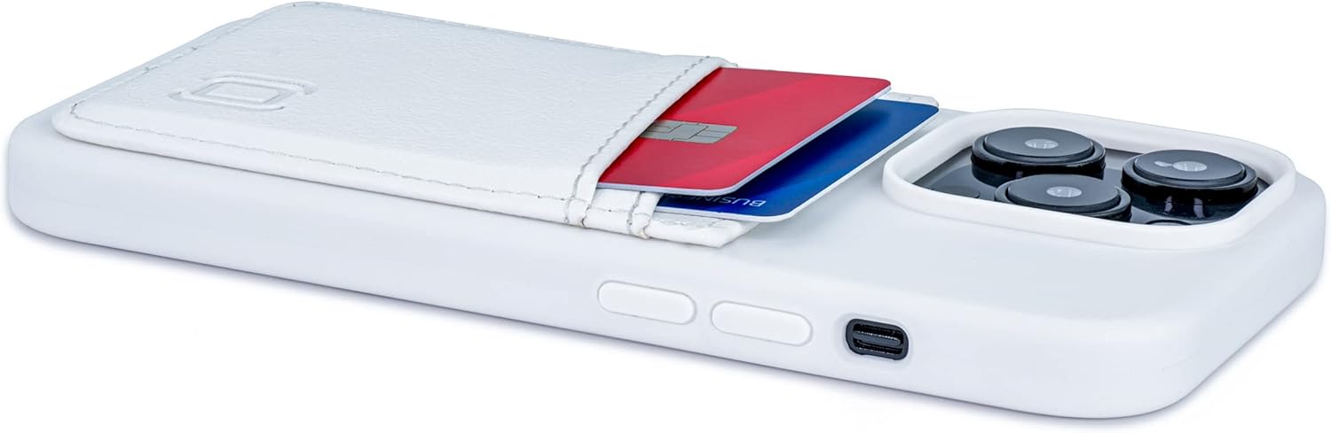 Dockem iPhone 14 Pro Card Case with Liquid Silicone Shell, Built-in Metal Plate for Magnetic Mounting & Stitched-on Wallet with 2 Premium Synthetic Leather Credit Card Slots (M2L, White) - Image 8