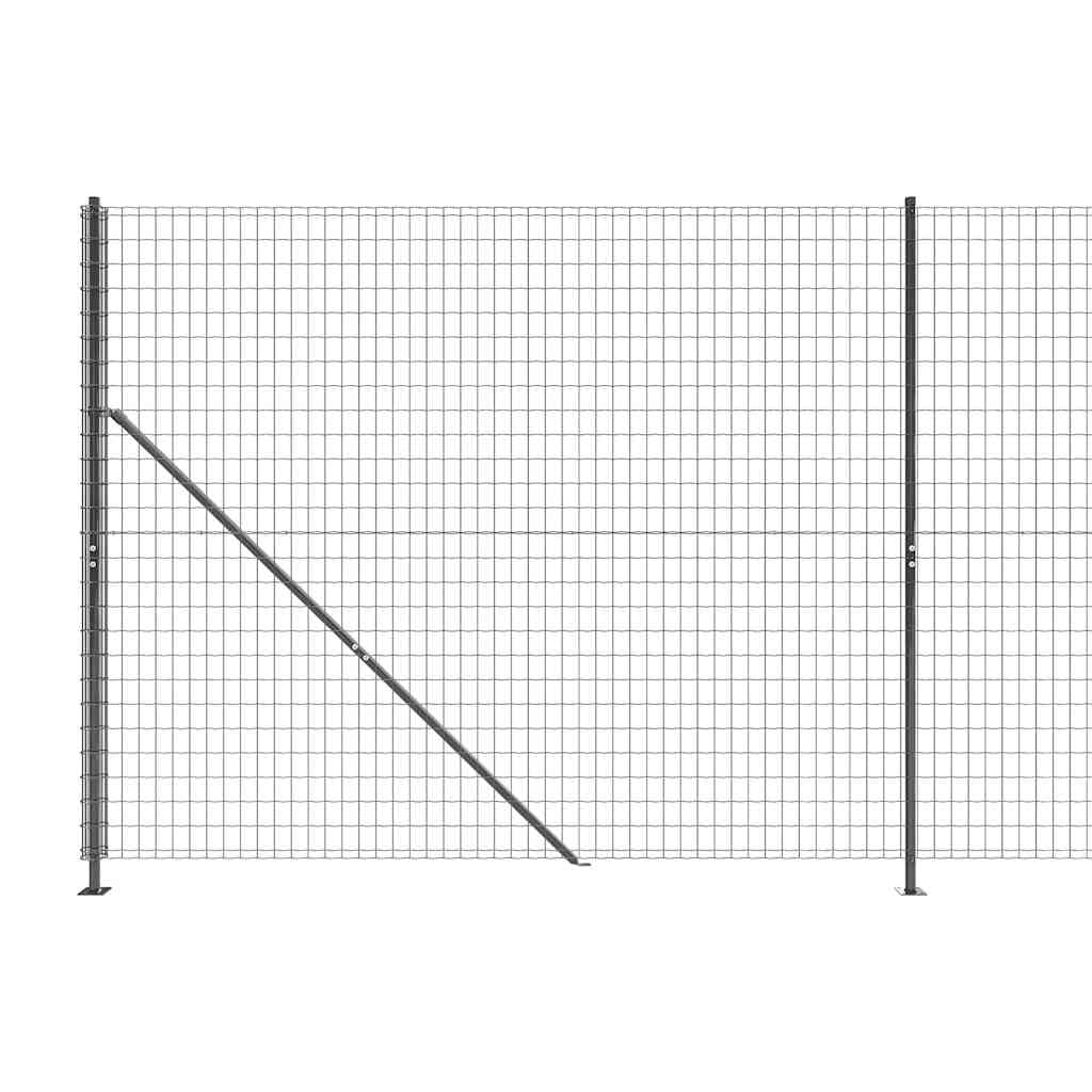 Maschendrahtzaun Set mit Bodenflansch Anthrazit 1,6 x 10 m