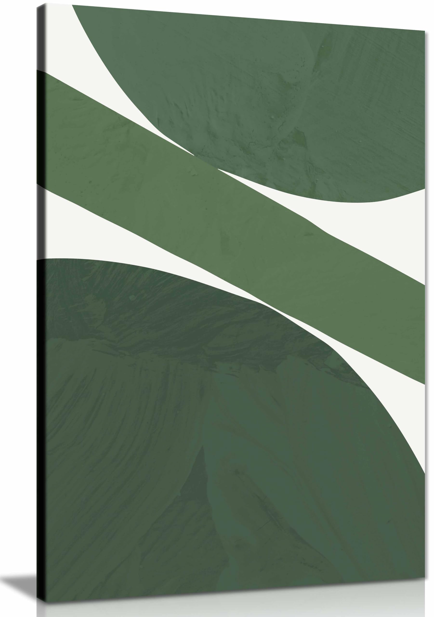 Green Abstract Framed Canvas Print, Pictures for Home Walls, Bedroom, Living Room & Bathroom Decor 46x31cm (18x12in)