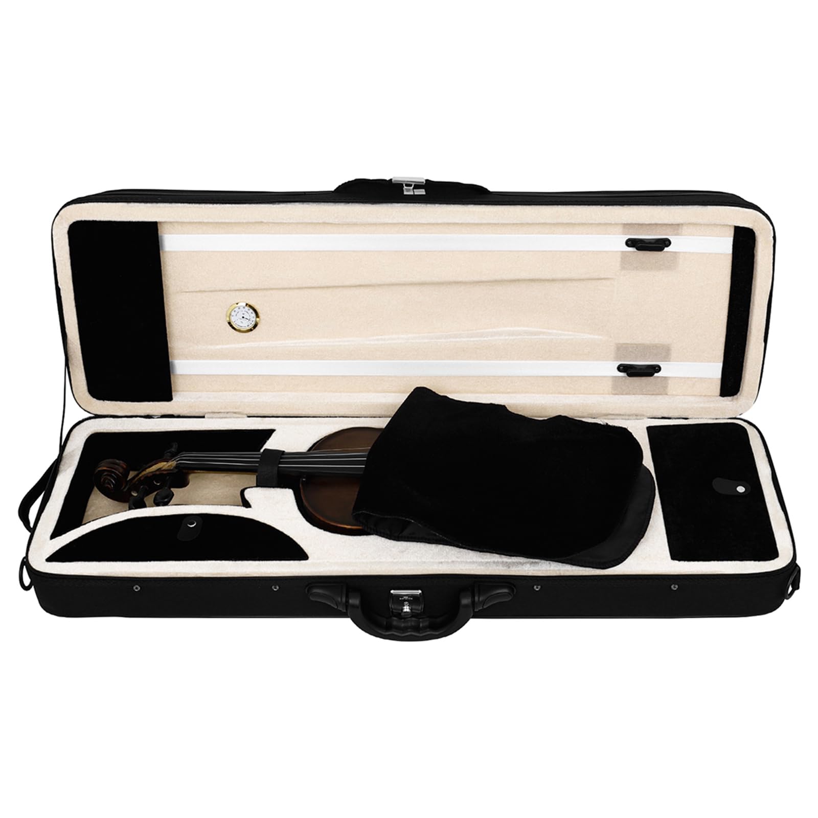 Estuche profesional para violín 4/4 con higrómetro y correa de transporte RETUOLWAG, estuche para instrumentos de cuerda, almacenamiento de accesorios para violín