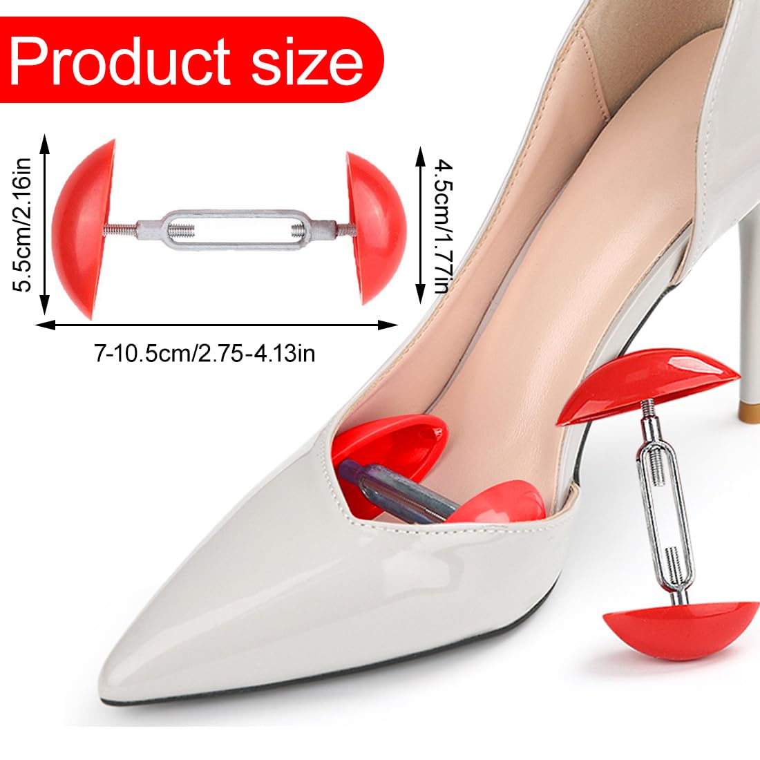 Hormas para zapatos, 1 par de hormas para zapatos de mujer de plástico universales ensanchadas o elásticas unisex aptas para zapatos de cuero botas y tacones altos (rojo)