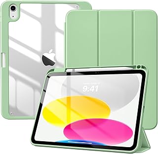 TiMOVO iPad 11 Inch A16 2025 Case (11th Generation)/iPad 10th Generation 2022 10.9" Case with Pencil Slot, Slim Transparent Back Shell Cover, Green