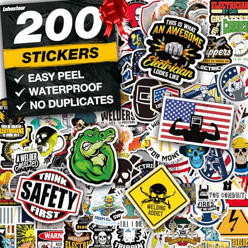 200 PCS Hard Hat Stickers for Adults (No Duplicates) Sarcastic, Meme, & Funny Stickers for Helmet, & Hard Hat Accessories, Water Bottles, Toolbox – Ideal for All Blue Collar Workers