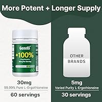 Vista 8 de L-Ergothioneine Supplement, 30mg(EGT)/Serving, 6X Ergothioneine Mushroom Extract Supplements Longevity, Immune Support, Heart Health & Brain