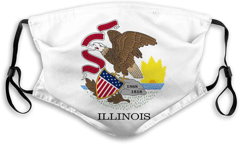 Unisex Mouth Masks Face Mask Polyester Illinois state flag