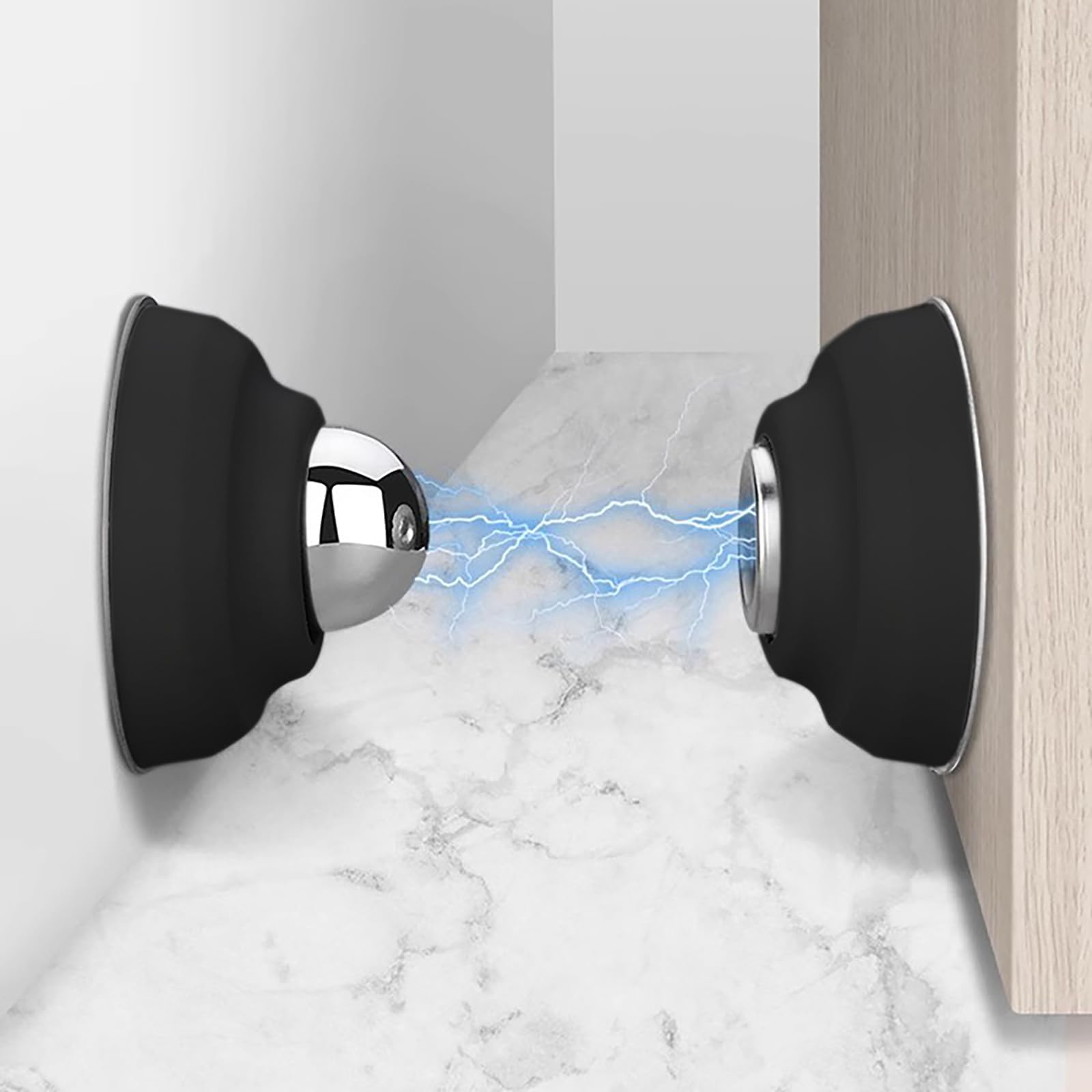 Magnetic Door Stoppers 5cm 2 Pack, Stainless Steel Door Stops for Wall and Floor Mounting, Door Holder Keep Door Open, No Drilling Door Stop with Adhesive Tapes, Black-image-24