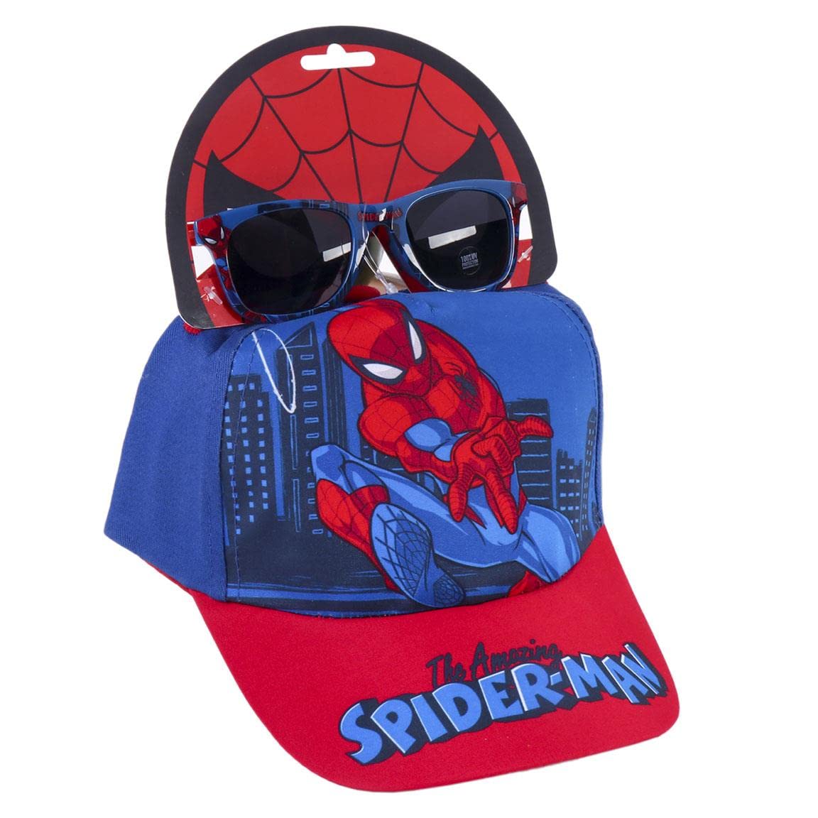 Spiderman Gafas de Sol y Gorra Infantil UV 400 Filtro Categoría 3 Talla 2-5 Años Velcro Ajustable Original España