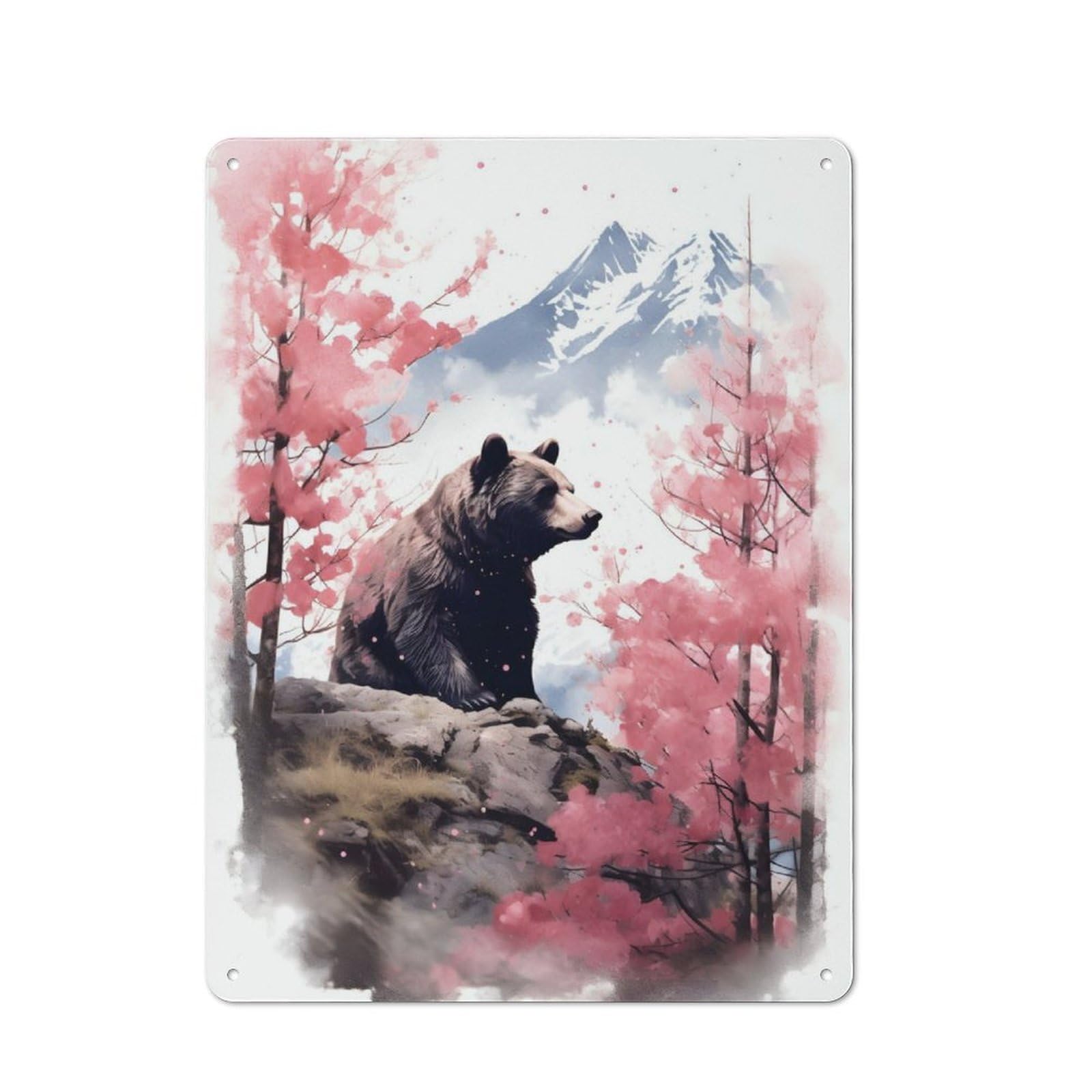 Bear Tin Wall Plaque 40x30cm, Rustic Cottage Wall Art for Dining Room, Cafe, Entryway Or Family Room