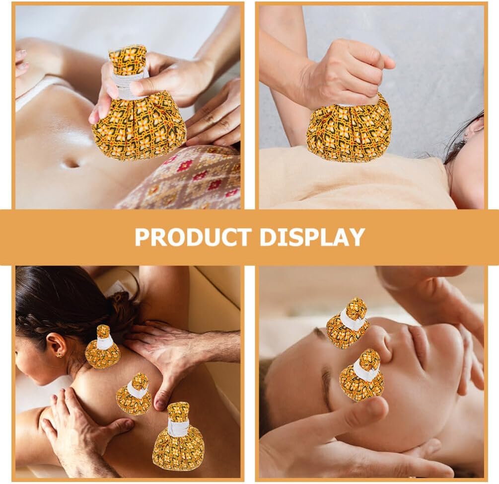 Beavorty 2pcs Thai Massage Balls Spa Herbal Massage Compress Ball Warm Hot Therapys Warming Bags Chinese Herbal Health Bags for Body Relaxing Aroma