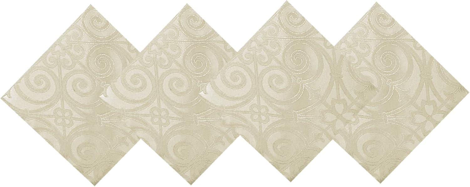 Newbridge Ironworks Scroll Damask Holiday, Thanksgiving and Christmas Fabric Napkin Set, Contemporary Damask Soil Resistant, No Iron, Soil Resistant Napkins, Set of 4 Fabric Napkins, Ivory