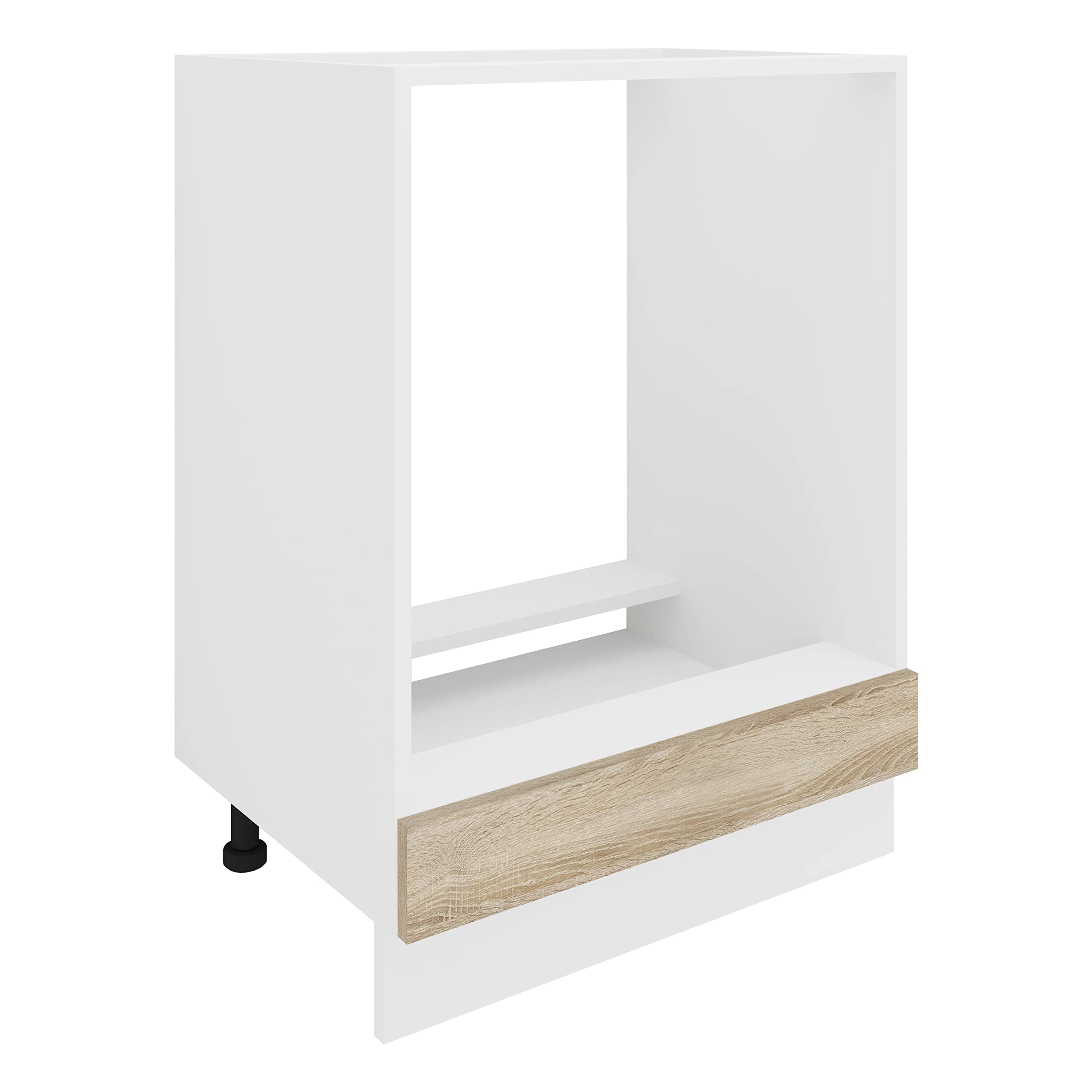 VCM Esilo Armoire à Four, Largeur : 60 cm, Meuble pour cuisinière, Four, Blanc/chêne Sonoma