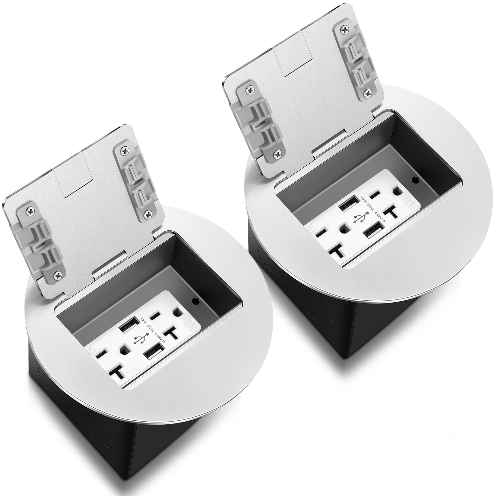 トランプ Lotus #01 Kanayu 2 Pack Silver Recessed Floor Outlet, 3.98