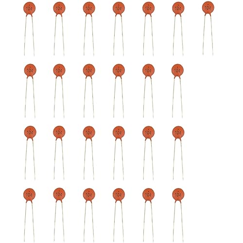 risingsaplings 25pcs 100nF 0.1uF 104 50V +-20% M Condensadores de cerámica de baja tensión