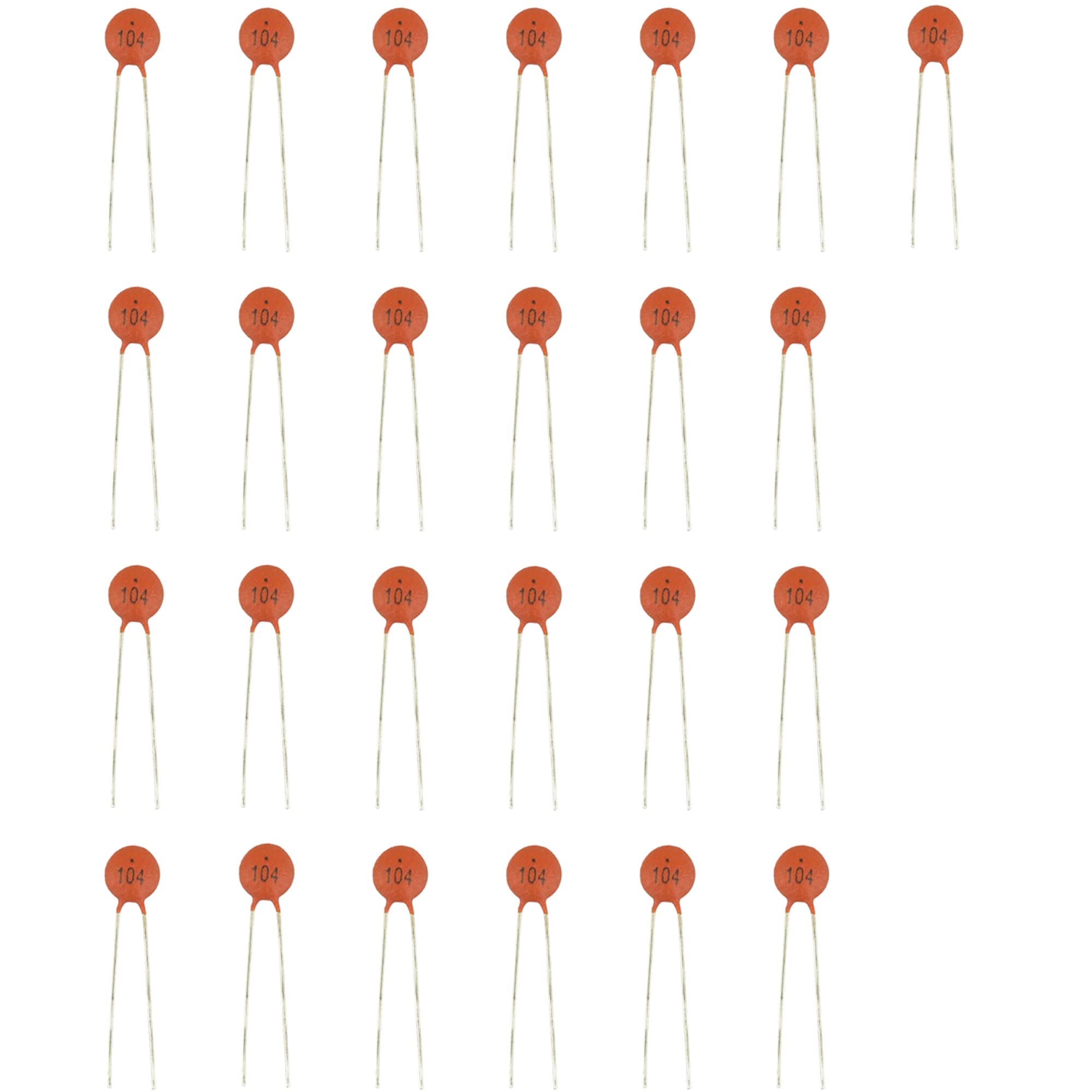 risingsaplings 25pcs 100nF 0.1uF 104 50V +-20% M Low Voltage DIP Ceramic Disc Capacitors