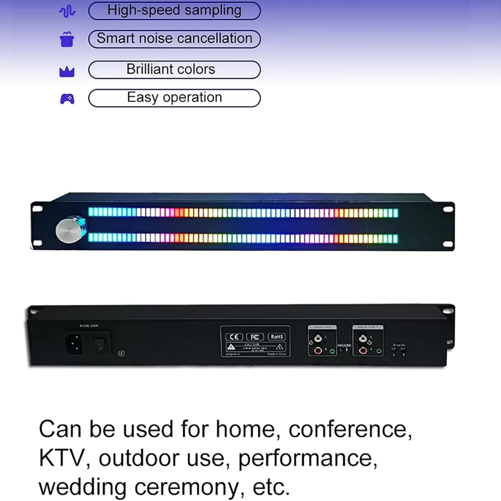 Music Level Rhythm Light, Analizzatore Di Spettro Musicale a LED Con 11 Modalità Regolabili, 19 Colori, 6 Livelli Di Luminosità, 5 Velocità E Guadagno Regolabili, Per Gli Amanti Della Musica Elettroni