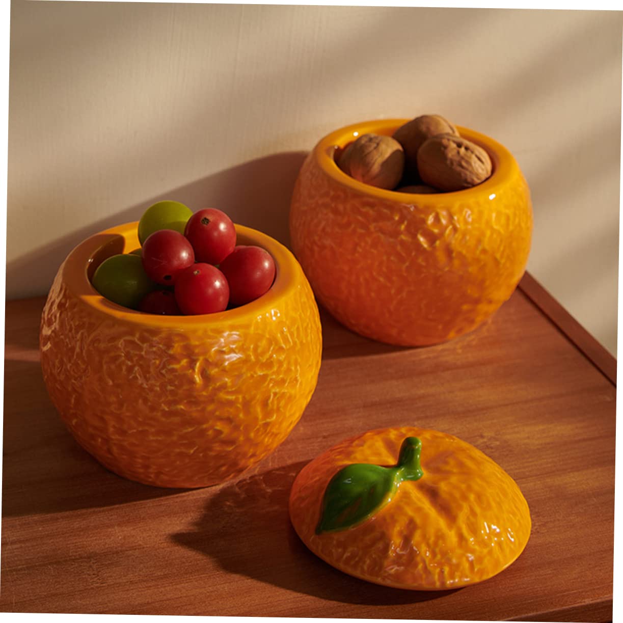 Cabilock Tarro De Almacenamiento De Cerámica Tarro De Comida Tarros De Almacenamiento Con Tapas Tarro De Almacenamiento De Alimentos De Cerámica Espaguetis Naranja Decoración Azucarero Con