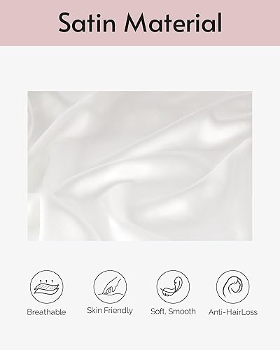 Miniatura 3 de Yanideer Funda de almohada de satén para cabello y piel, con banda elástica de viaje, fundas de almohada de satén de enfriamiento, funda de almohada