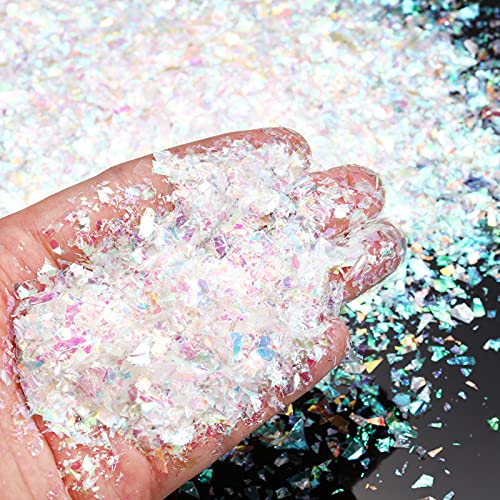 Kasyat Christmas Twinkles Snow 5.3oz/150g Fake Craft Decoration Artificial Flake Fake Snow Powder Filler for Christmas Party Decoration Supplies(AB Color)