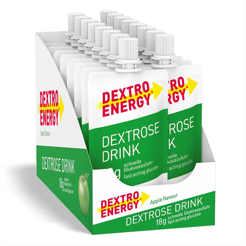DEXTRO ENERGY DEXTROSE DRINK APPLE 16x50ml (16er Pack) - flüssiger Traubenzucker für Zuckerhaushalt, 24g schnell verfügbare Kohlenhydrate für Ausflüge, Arbeit oder Lernen