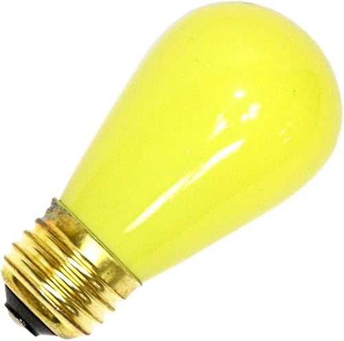 Satco S3960 - Bombilla incandescente S14 de 11 W, base media, 130 voltios, color amarillo cerámica, paquete de 4