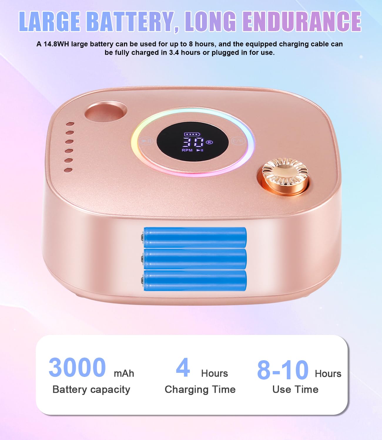 Torno para Uñas, 45,000RPM Profesional Lima Electrica Uñas, Velocidad Ajustable,Set de Accesorios para Manicura y Pedicura con Brocas de Cerámica,para Uso Doméstico Salones de Uñas