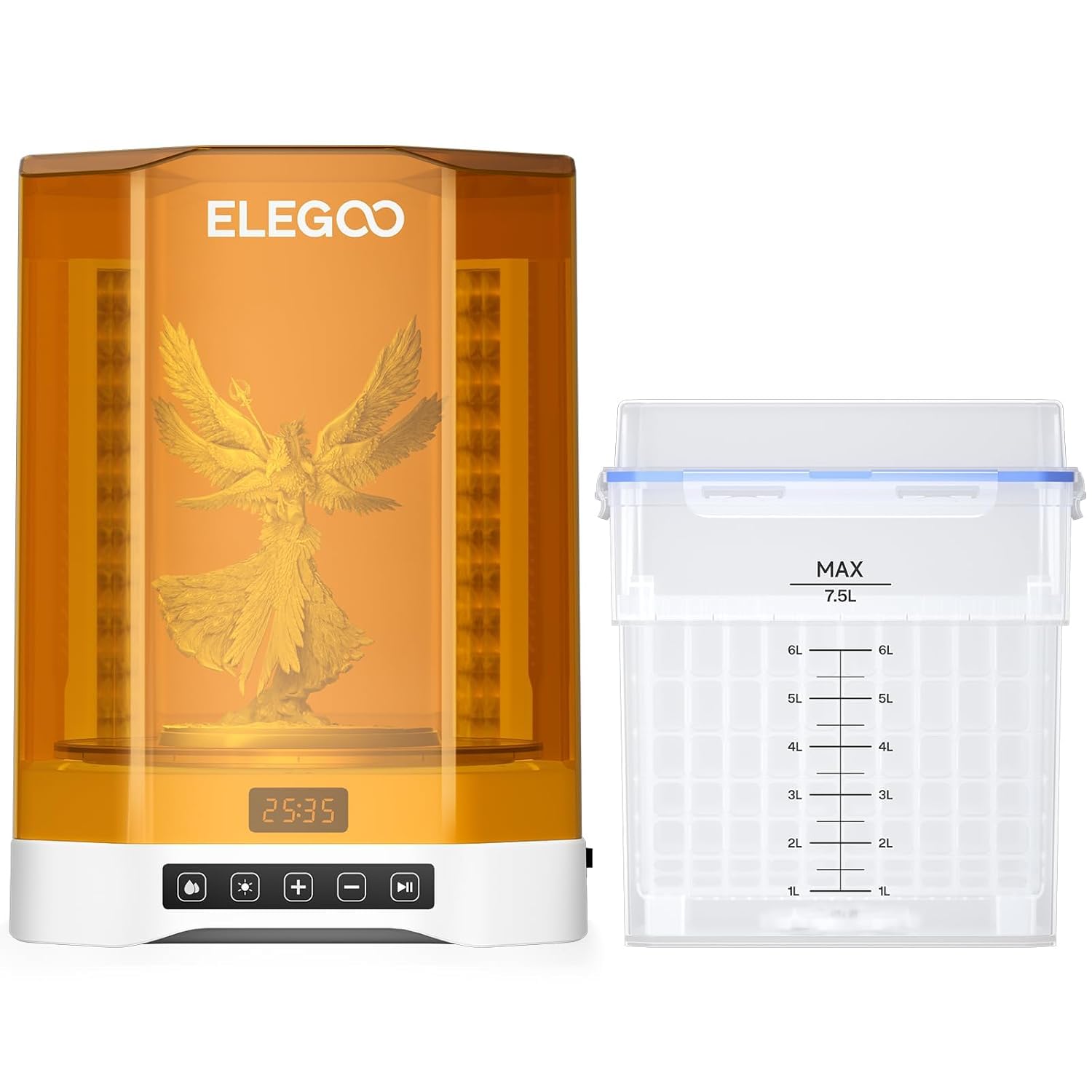 ELEGOO Mercury Plus 3.0 Wash and Cure Station for Resin 3D Prints – 7.5L Capacity, Dual Cleaning Modes, 360° UV Curing, Compatible with 10” Build Plates, Anti-UV Cover, Touchscreen Control-image-12