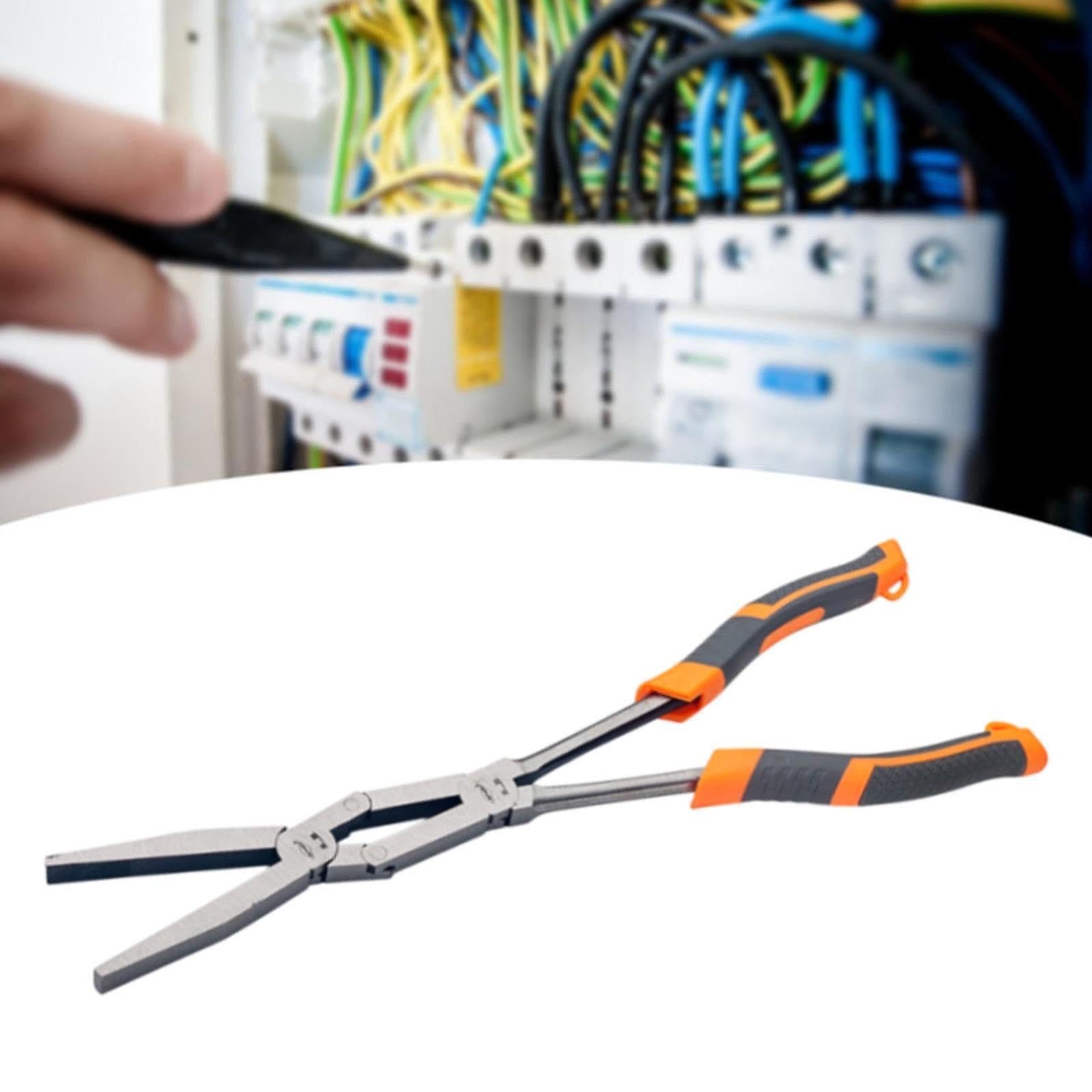 Double Joint Plier Anti Slip Long Handle Plier, for Industrial Construction, Extended Flat Mouth, Total Length 35cm