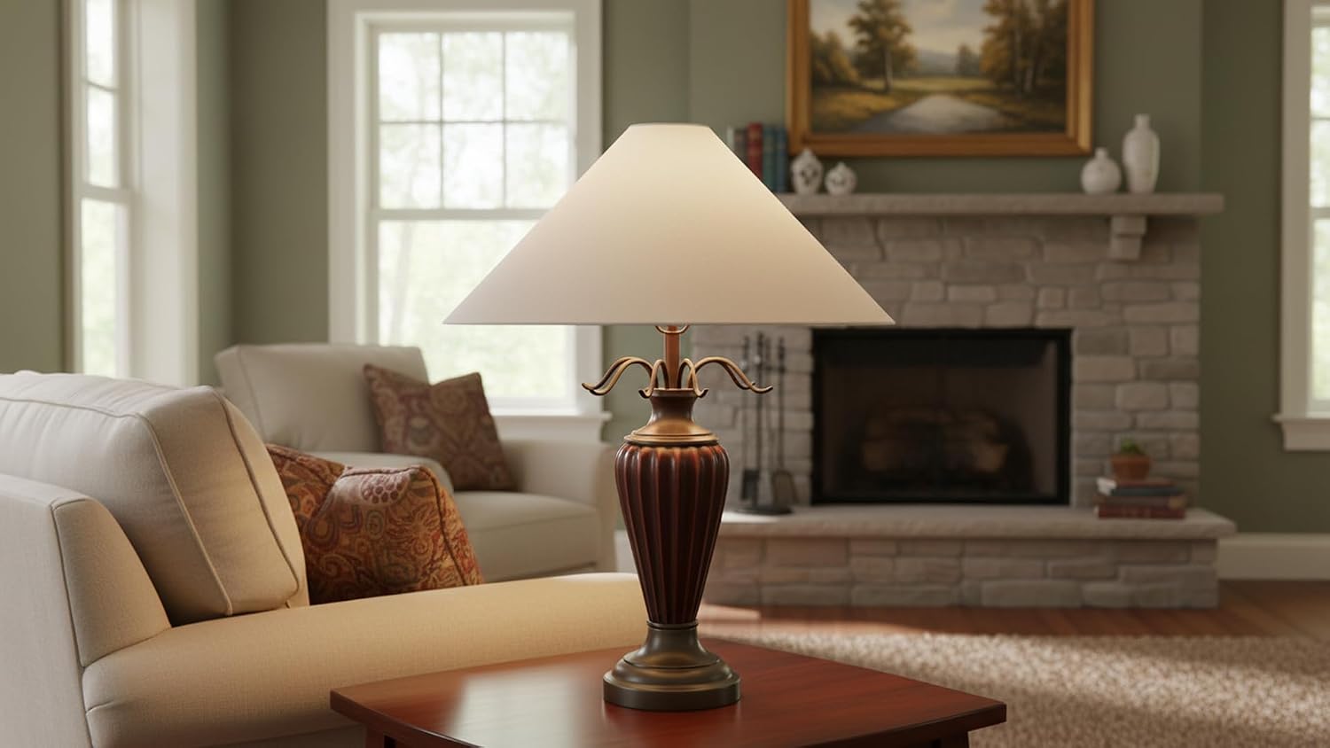 Aspen Creative 32074,Hardback Empire Transitional Spider Lamp Shade in Off-White Linen Fabric,3"Top x 20"Bottom x 11-1/2"Slant
